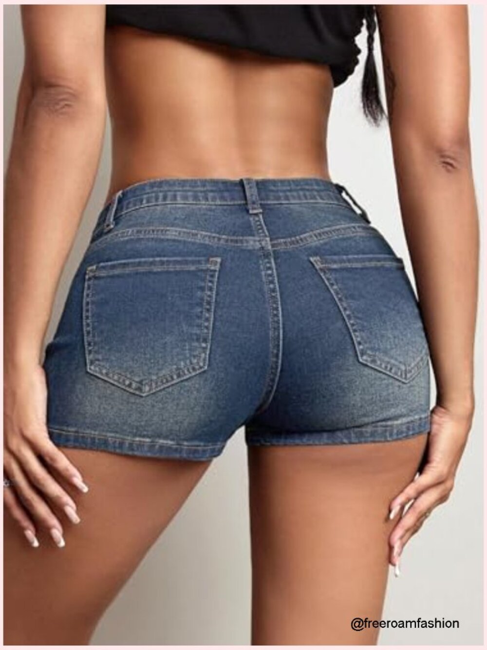 High Stretchy Low Rise Jean Shorts Women Y2K Mini Denim - Picture 2 of 7